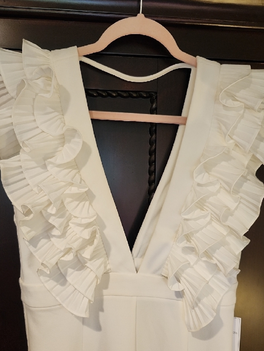 Ever After By Red Dress Boutique White Ruffle V-Neck Jumpsuit - Picture 3 of 8